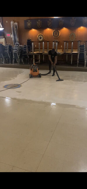 Before (darker) and After (lighter) Floor Stripping (strip, seal, & wax) in Harrisburg, PA (1)
